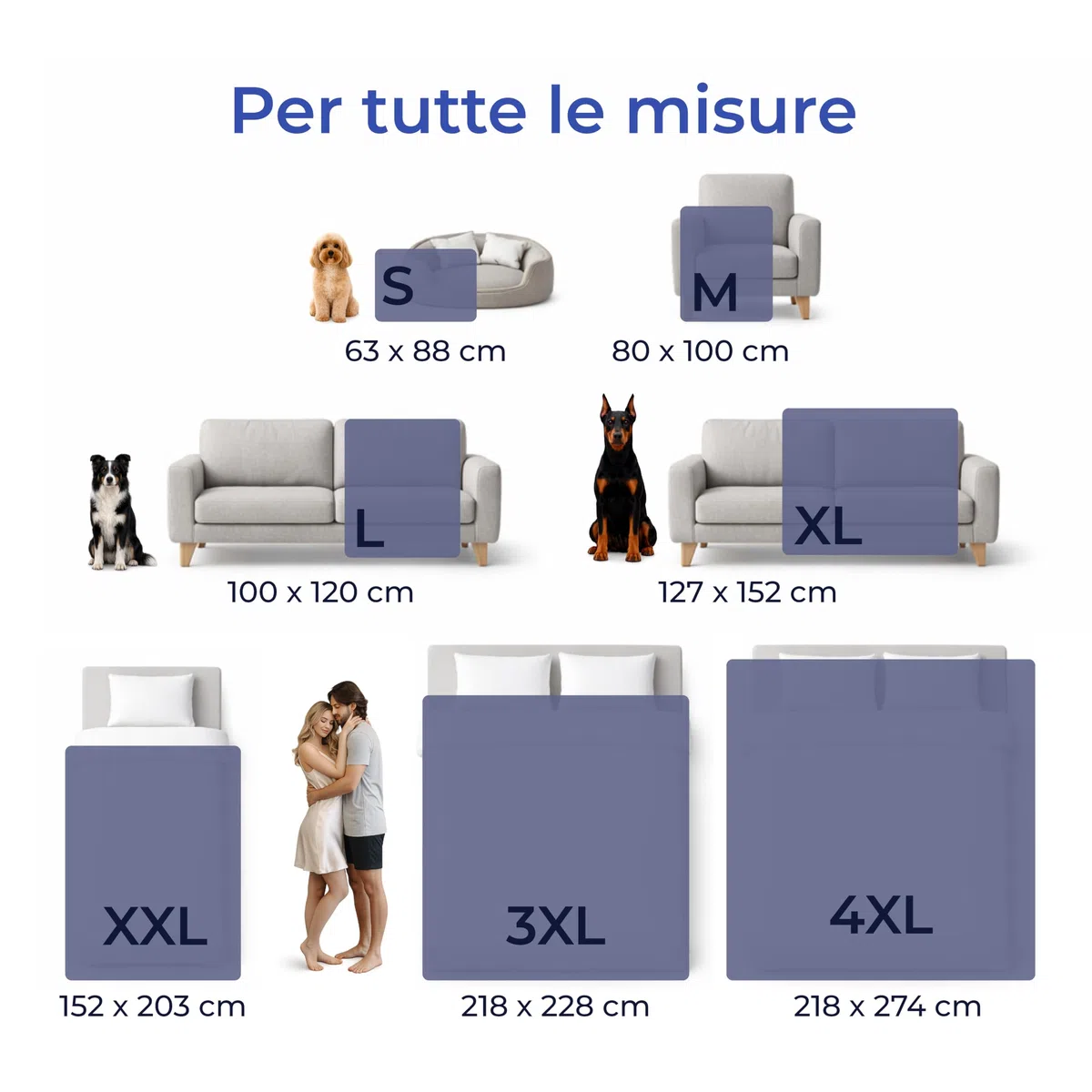 Dreamzie Coperta Impermeabile per Cani 80x100cm - Copridivano Impermeabile per Animali - Reversibile e Lavabile in Lavatrice in Pile Sherpa per Letto o Divano - Blu navy