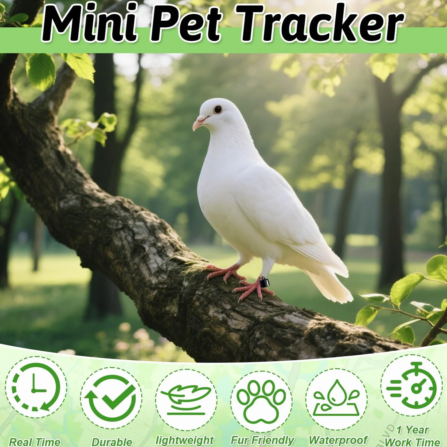 Localizzatore GPS Cane, GPS per Cani e Gatti, Collare GPS Gatto Tracker Compatibile iOS Android, Senza Abbonamento, Tracker per Chiavi Bagagli e Animali Domestici (B)