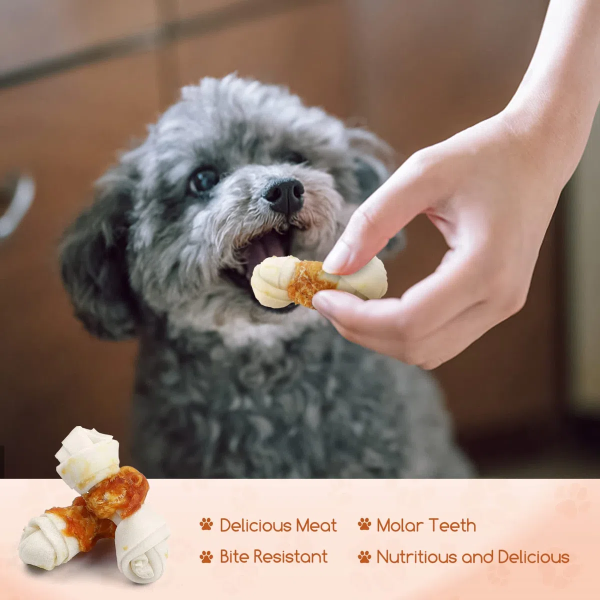 Nobleza - Ossi Masticabili al Gusto di Pollo, Pollo Avvolto in Pelle Grezza Ossa Annodate, Materie Prime Naturali Selezionate, Prelibatezze per Cani Naturali - 6 Pezzi / 600 g