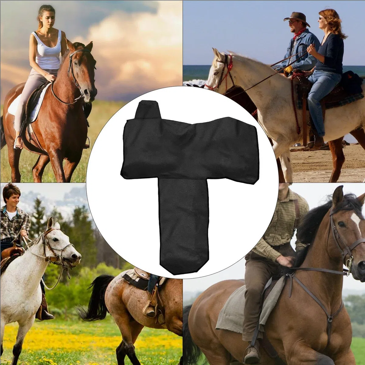 Coprisella Western Impermeabile Custodia Antipolvere Antigraffio per Selle Standard con 6 Cinghie Elastiche