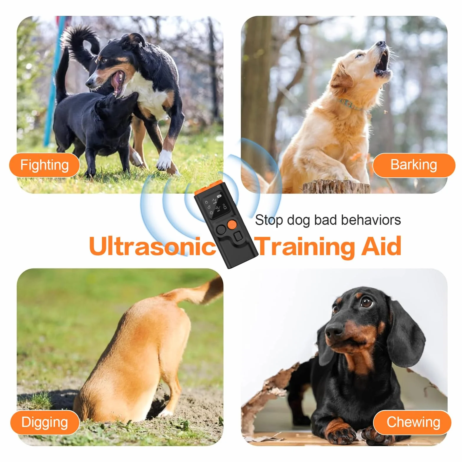 Ultrasuoni per Cani, Dispositivo Antiabbaio, Regolabile Frequenza Dispositivo Controllo Antiabbaio, Ultrasuoni Deterrente Anti-Abbaio per Cani Antiabbaio, Interni ed Esterni