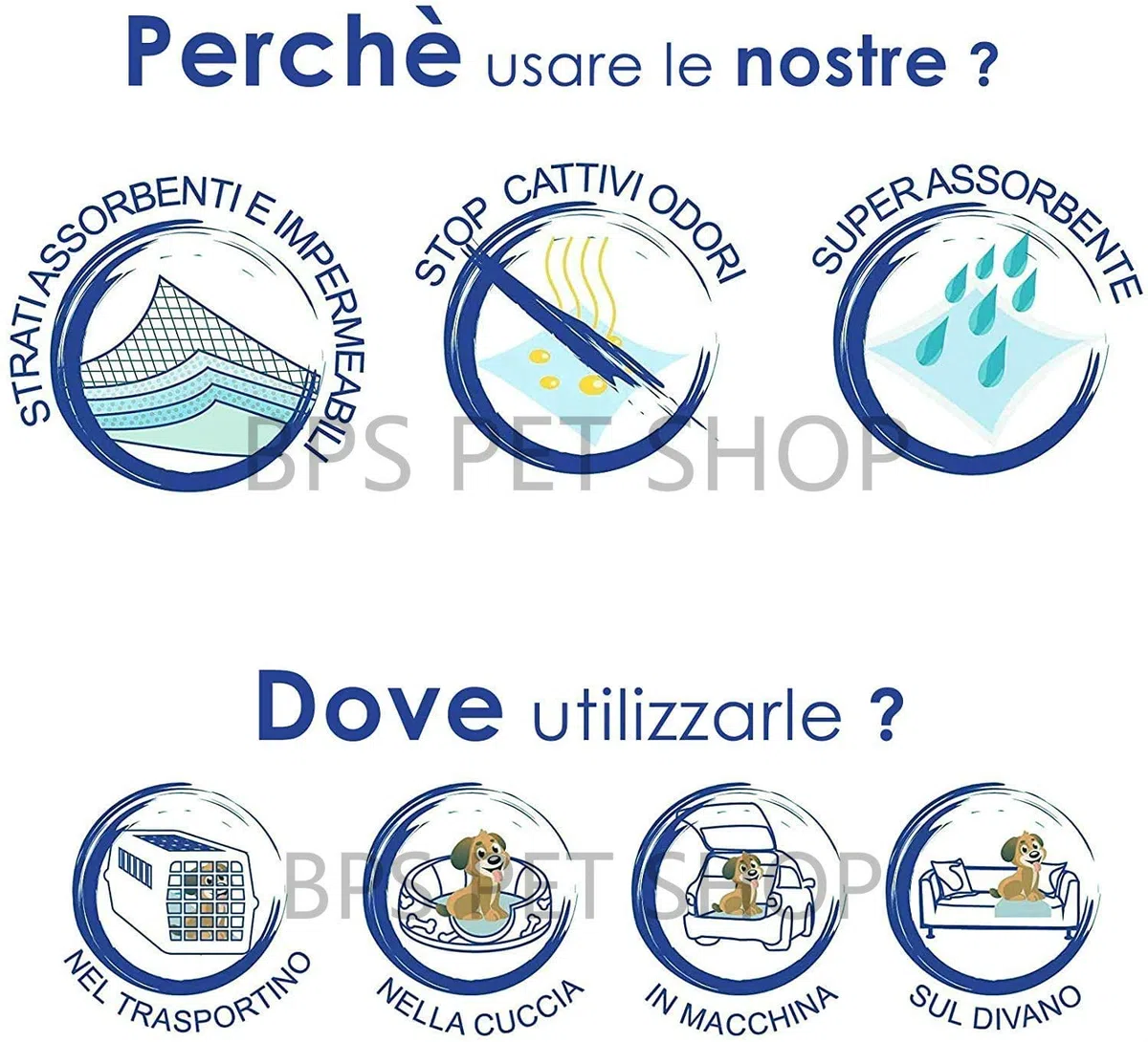 Tappetino Igienico Assorbente per Cani con carboni attivi (100pezzi 60x60cm)