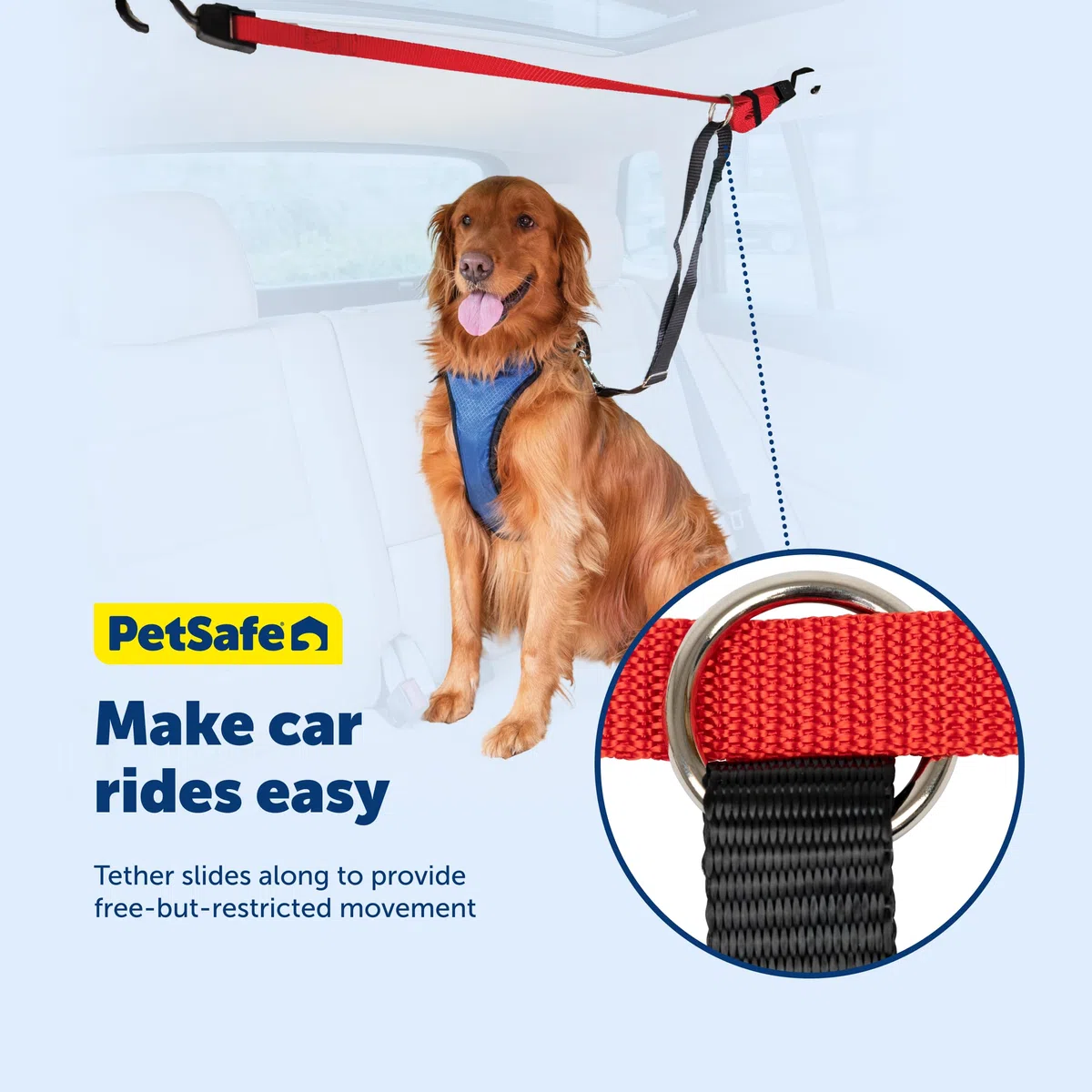 PetSafe Solvit Dog Zipline, guinzaglio per Sedile Posteriore, Ideale per Viaggi