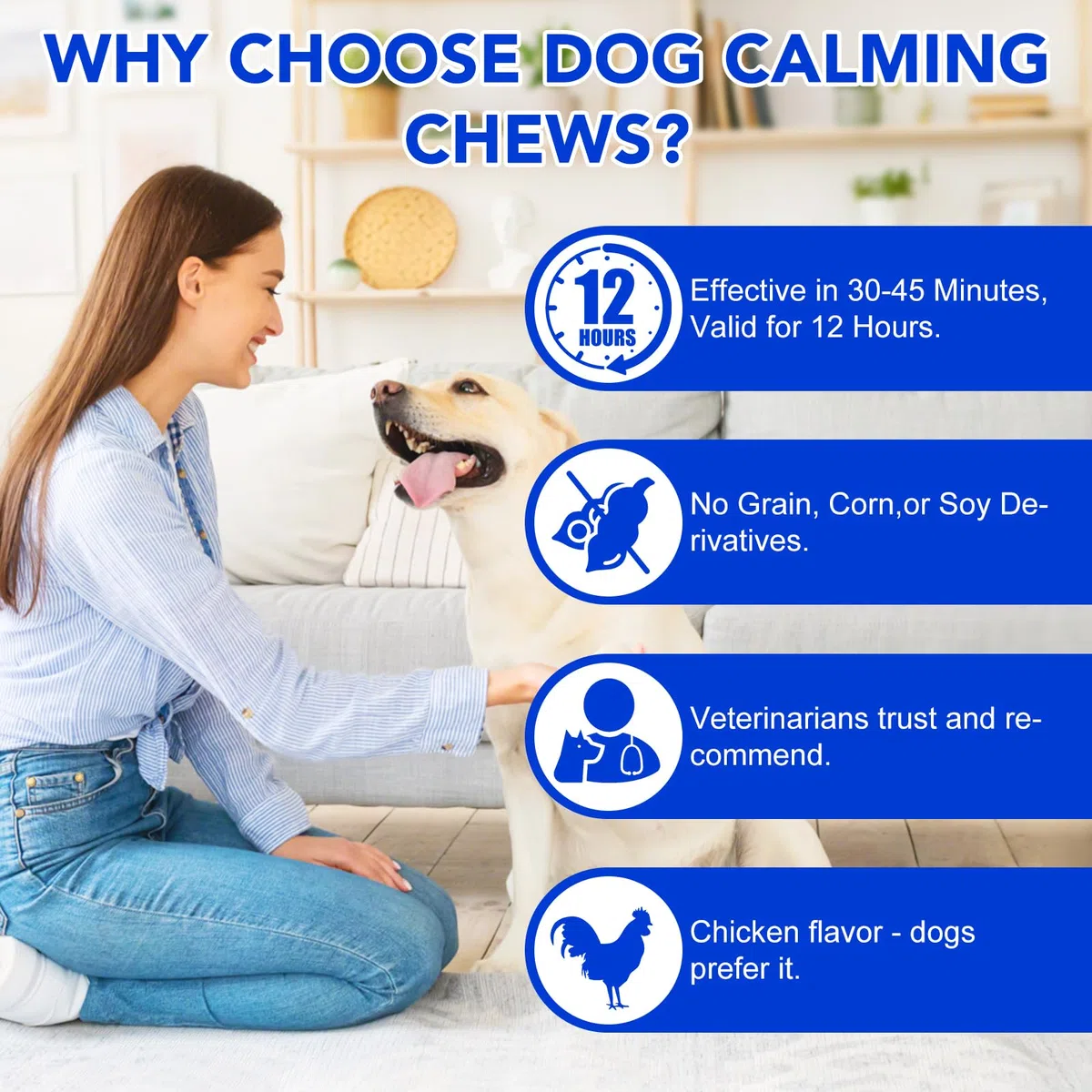 Hemp Calming Chews for Dogs,150PCS Calming Chew per Cani, Dog Calming Snacks, Promuovere Il Rilassamento, Ridurre Lo Stress, Ansia Tempesta, Naturale Sano - Odore di pollo