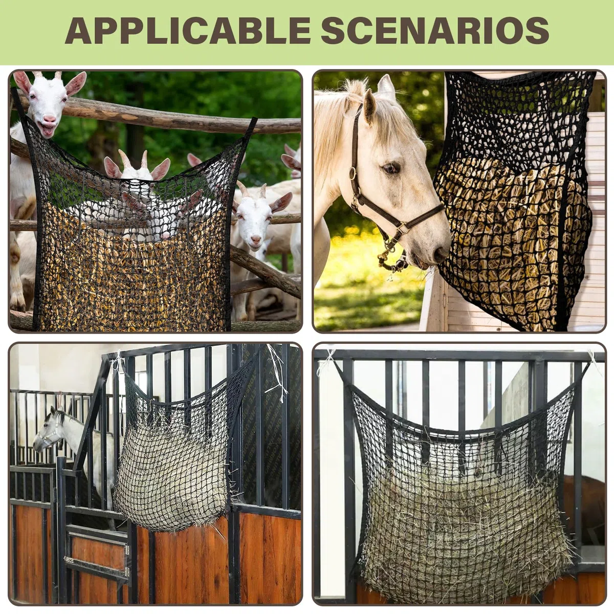 Rete Da Fieno, Rete Da Fieno Per Cavalli, 160*100 cm Rete Per Fieno Cavall, Rete Per Fieno A Maglie Strette Estremamente Resistente Agli Strappi, Per Cavalli, Pecore E Bovini(nero)
