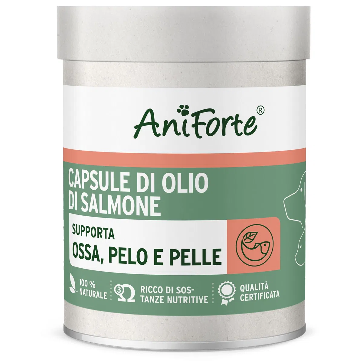 AniForte Omega-3 Capsule di olio di salmone per cani e gatti 200 Capsule - Natura pura, ottimizza il metabolismo, prezioso per la formazione delle ossa, la costituzione e il mantello lucido