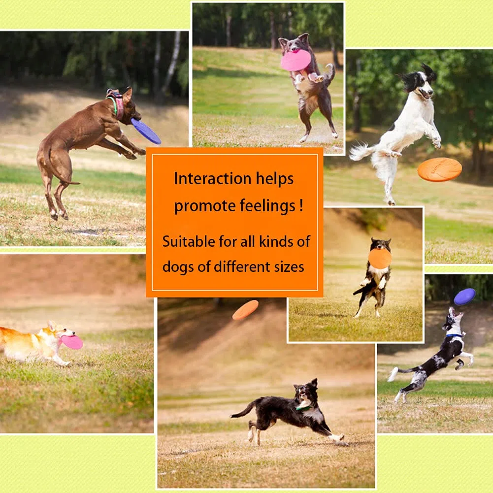 Frisbee per cani, 2 pezzi di giocattolo a disco in gomma, per terra e acqua, sport all'aria aperta, giardini, parchi e bambini (blu + arancione)