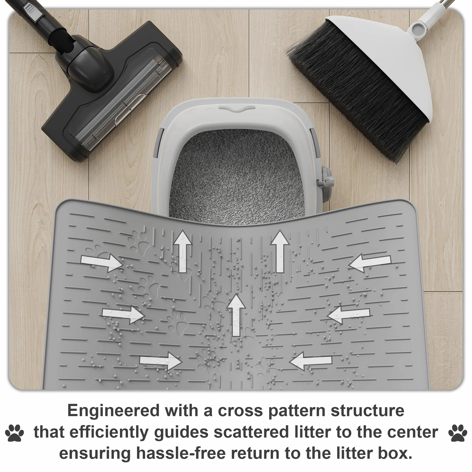 OHMO Alfombra Gatos Arenero de Silicona(60*40cm), Impermeable y Antideslizante sin Bisfenol A (BPA), Fácil de Limpiar, No se Rasga, Sin Residuos de Olor