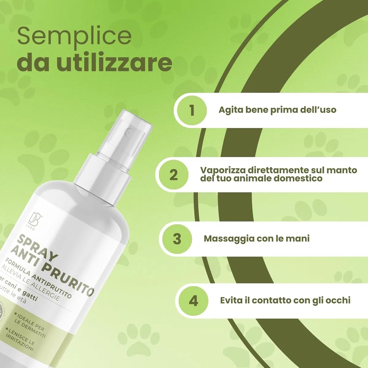 Spray Anti Prurito per Cani e Gatti 250ml | Lenisce Fastidio, Prurito e Dermatite Cane e Gatto | Formula Naturale a Base di Aloe Vera, Camomilla e Rosmarino | Sicuro, Vegan per Tutte Le età