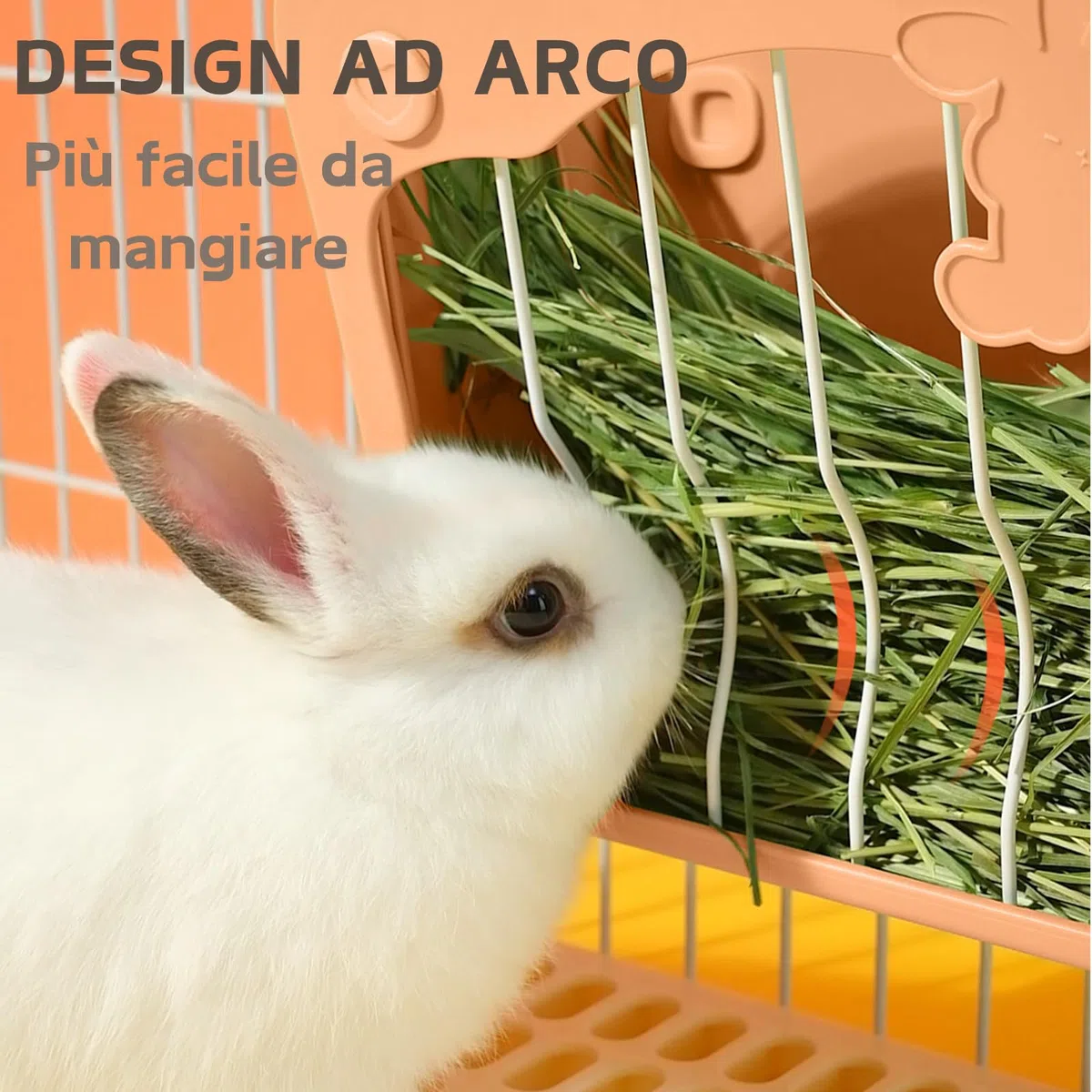 Porta Fieno Conigli, Set di alimentazione 3 in 1 con ciotola per cibo e imbuto sospeso per gabbia, Mangiatoia per Coniglio Cavia Cincillà Piccoli Animali (Rosa)