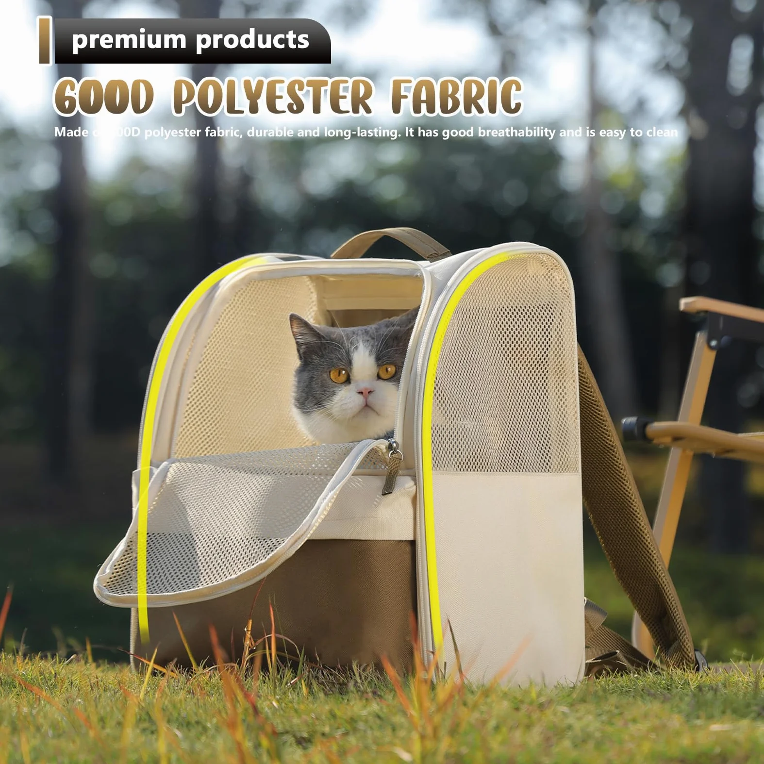Zaino per animali domestici con finestra a rete, impermeabile 600D Oxford, zaino per cani e gatti, borsa per gatti portatile e pieghevole, borsa per cani traspirante e leggera da viaggio