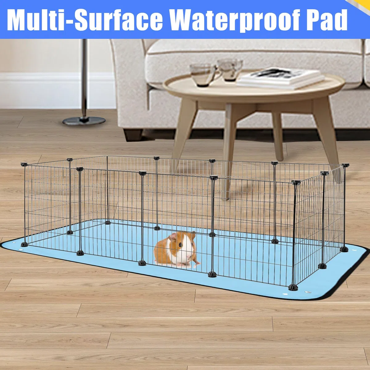 2 Pezzi Blu 150×100 Tappetino Impermeabile per Box Animali Domestici: Rivestimento per Gabbia di Porcellini d'India, per conigli, Cavia e altri piccoli animali, Tappetino Gabbia per Cavie