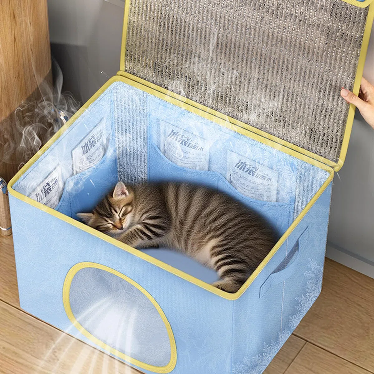 Genérico Casa rinfrescante per gatti in estate, con 6 confezioni di ghiaccio, rifugio fresco per cani, genitori, animali domestici, addestratori, amanti degli animali, ufficio, camera da