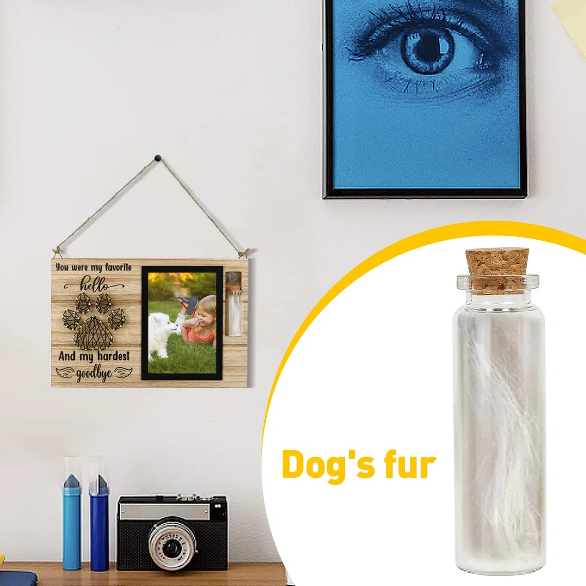 Cornice commemorativa per animali domestici, ornamenti, articoli di lutto, sepolture per cani, gatti, foto ricordo in legno (A)