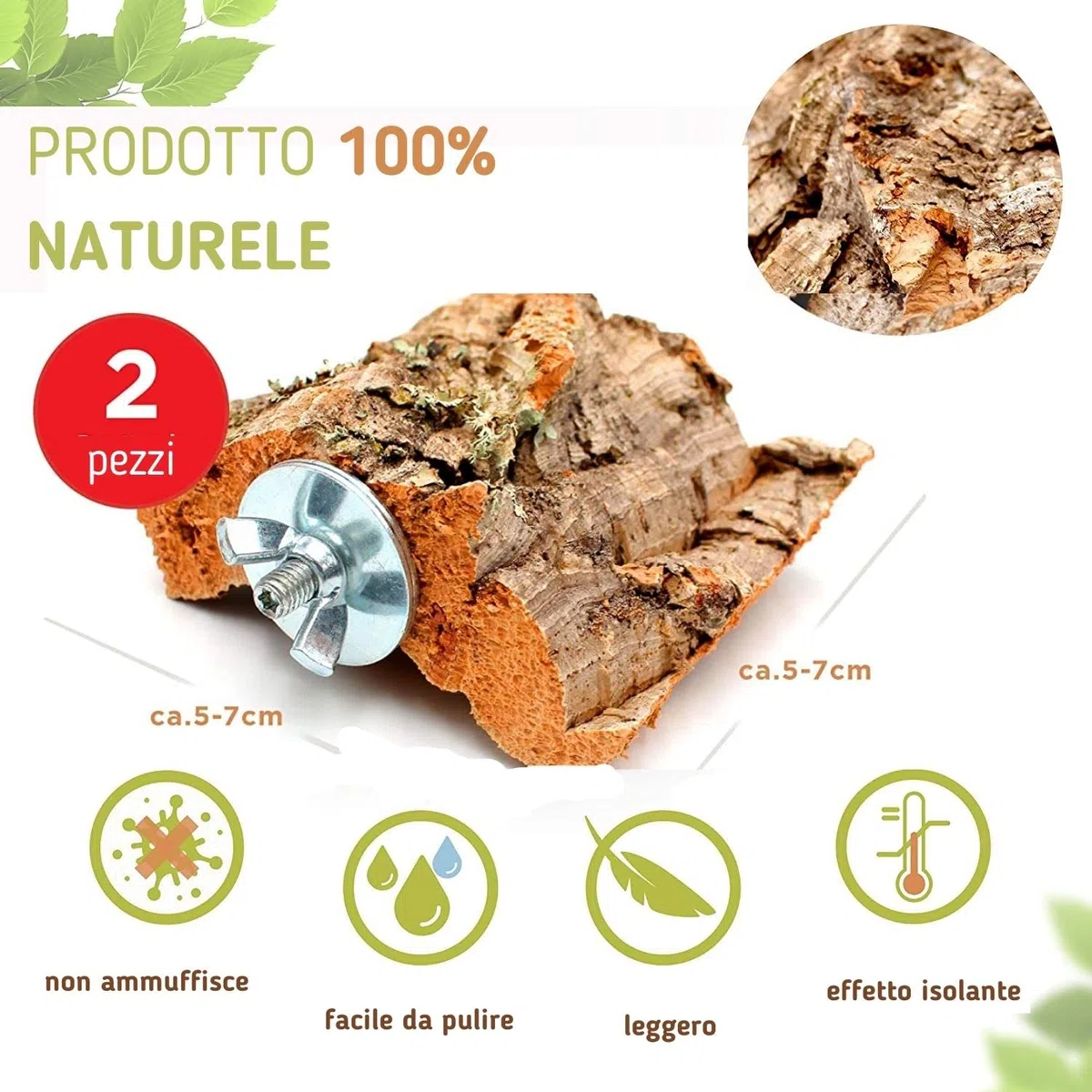 Vogelgaleria 2 pezzi di sughero da beccare per uccelliLa gustosa alternativa alla pietra minerale o all'osso di seppia.
