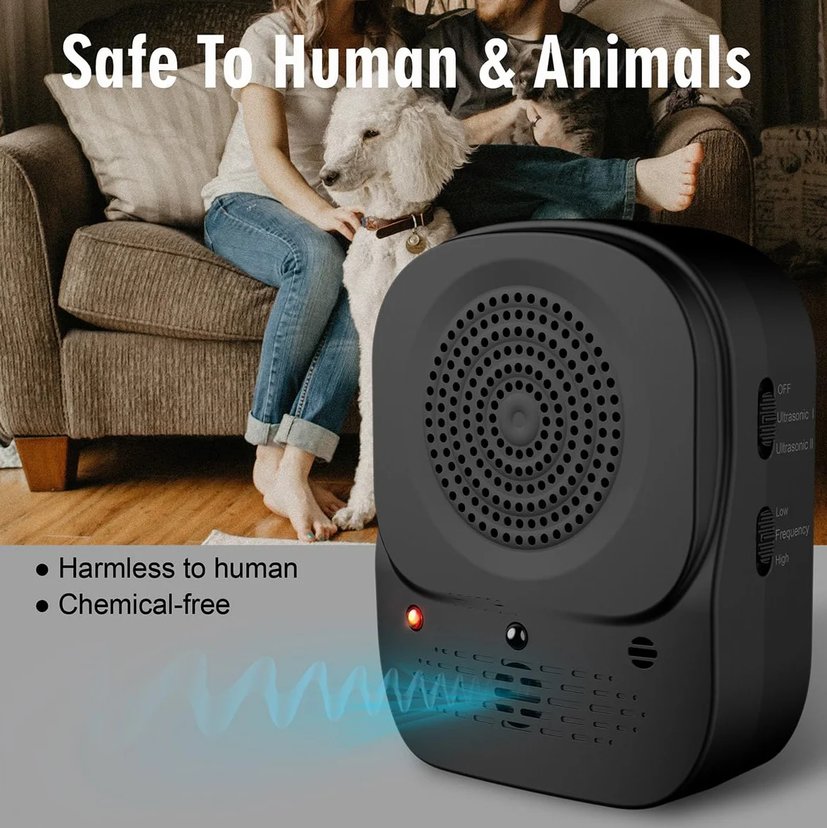 Ultrasuoni Anti-Abbaiamento per Cani, Dispositivo Impermeabile per il Controllo degli Abbaiati con Telecomando Portata 15m, 4 Modalità Regolabili - Soluzione Efficace per Uso Interno ed Esterno