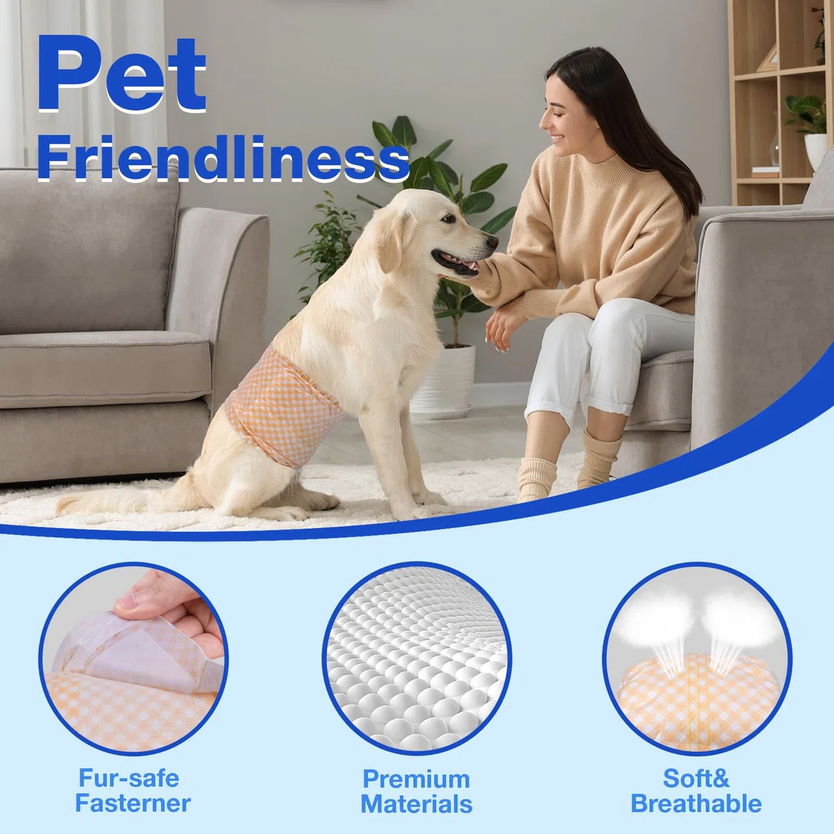 MICOOYO Pannolini usa e getta per cani maschi – Pannolini ad alta assorbenza per incontinenza con indicatore di umidità (XS, Confezione da 50)