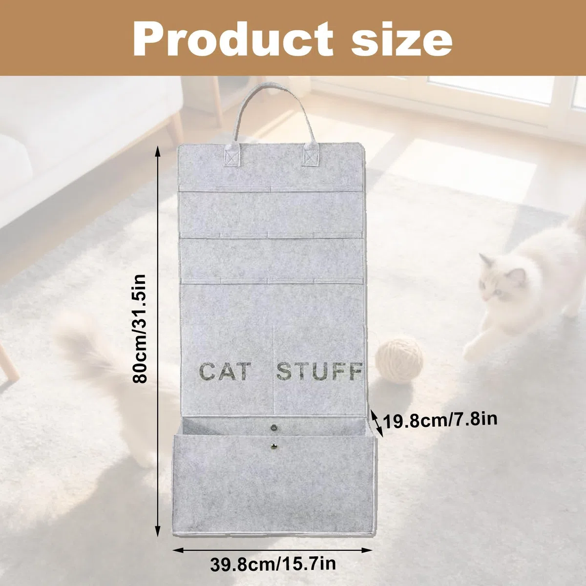 FARYODI Contenitore per la pesca dei gatti, organizzatore per gatti e giocattoli, scatola per giocattoli per gatti, grigio, 40 x 80 x 20 cm