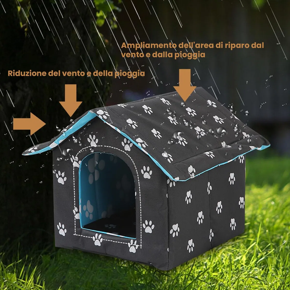 Cuccia Gatto Esterno, Casetta per Cani, Cuccia Gatto Chiusa, Impermeabile, Resistente All'inverno, per Animali Domestici