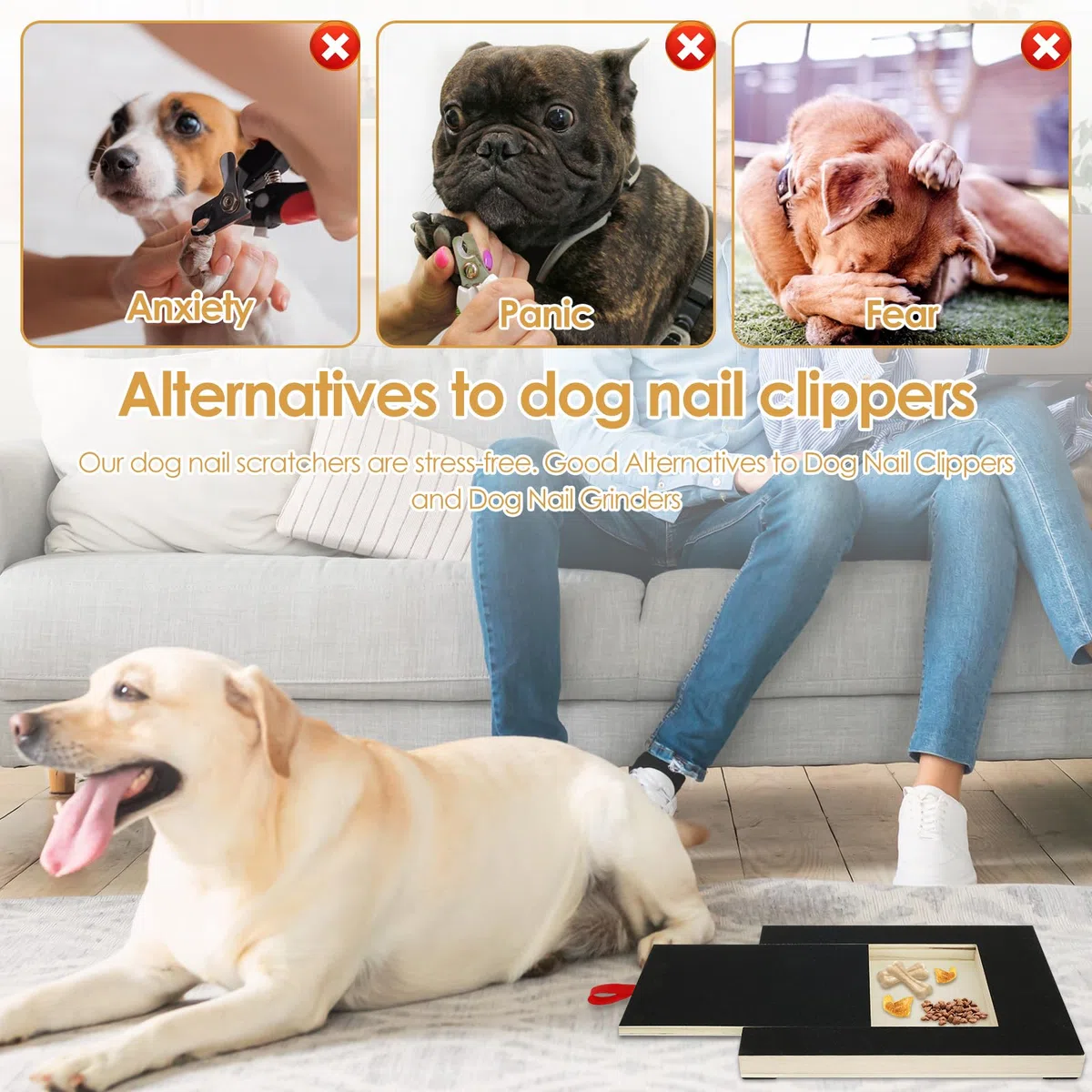 Lima per unghie per cani, in legno, con scatola per snack integrata, carta vetrata, per cuccioli, alternativa a tagliaunghie e smerigliatrici per cani (nero)