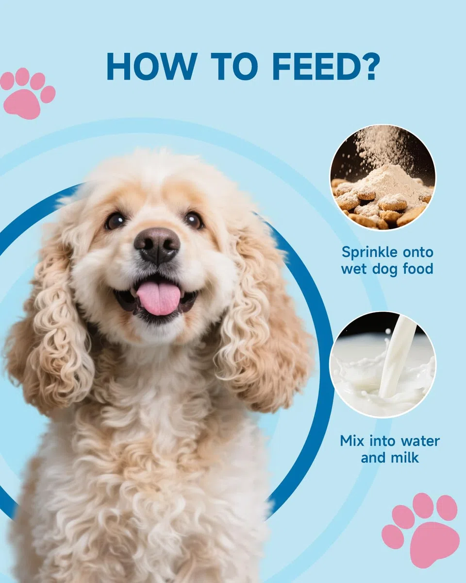 Rimuovi macchie lacrimali per cani - Integratore per macchie lacrimali dei cani, per la salute degli occhi e la cura del pelo bianco, con Luteina, Camomilla, Vitamine, Miscela di Probiotici, 100g