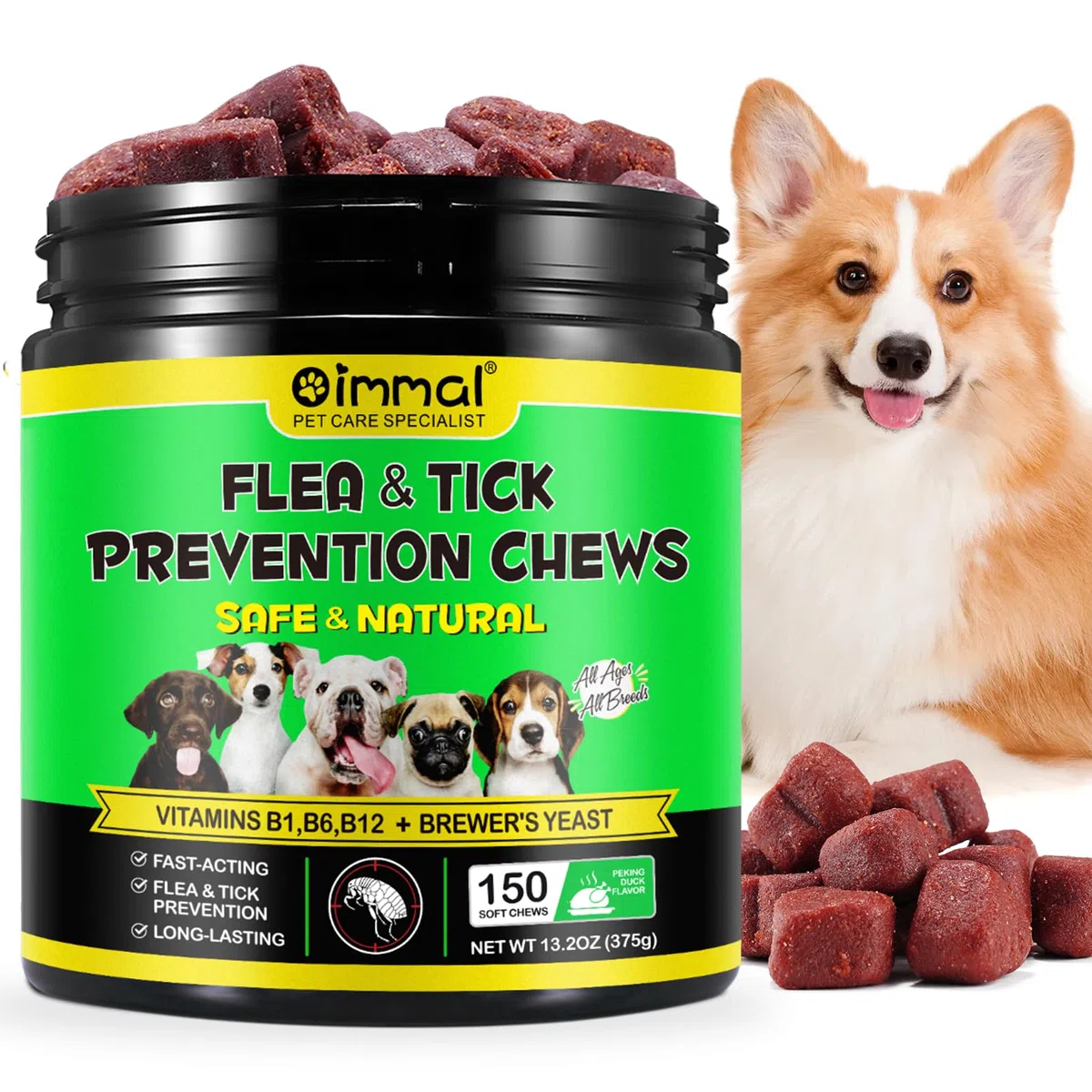 Generico Pulci E Tick Prevention Chews per Cani,150 Pz Cane Flea & Tick Control Supplemento - Pillole Morbide Orali Pulci per Cani - Trattamento per Canii di Piccola, Media, Grande Tagliai