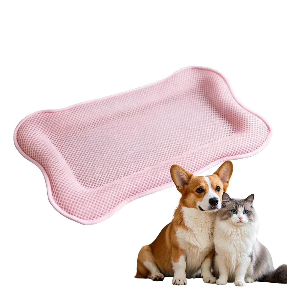 Generico Tappetino Rinfrescante Cani | 41,9 x 57,9 cm Forma a osso lavabile - Tappetino Rinfrescante Estivo Gatti,per Interni Esterni Casa Balcone Auto Viaggio Patio Trasportino Spiaggia