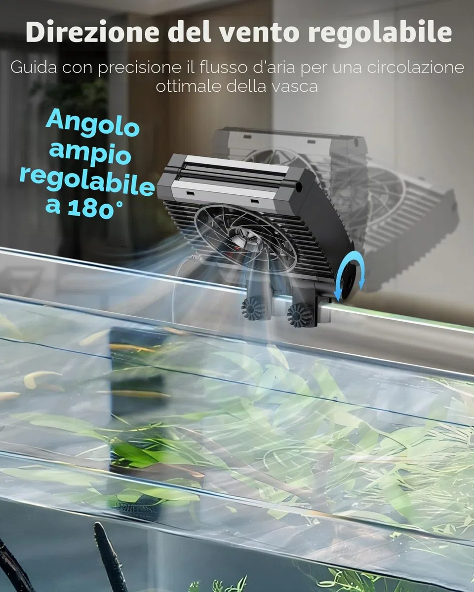 Pawfly Raffreddatore per acquari, per acquari Silenzioso, Ventilatore per acquari con velocità Regolabile e Timer, raffreddatore d'Acqua per terrari per vasche Fino a 40 cm (1 Ventilatore)