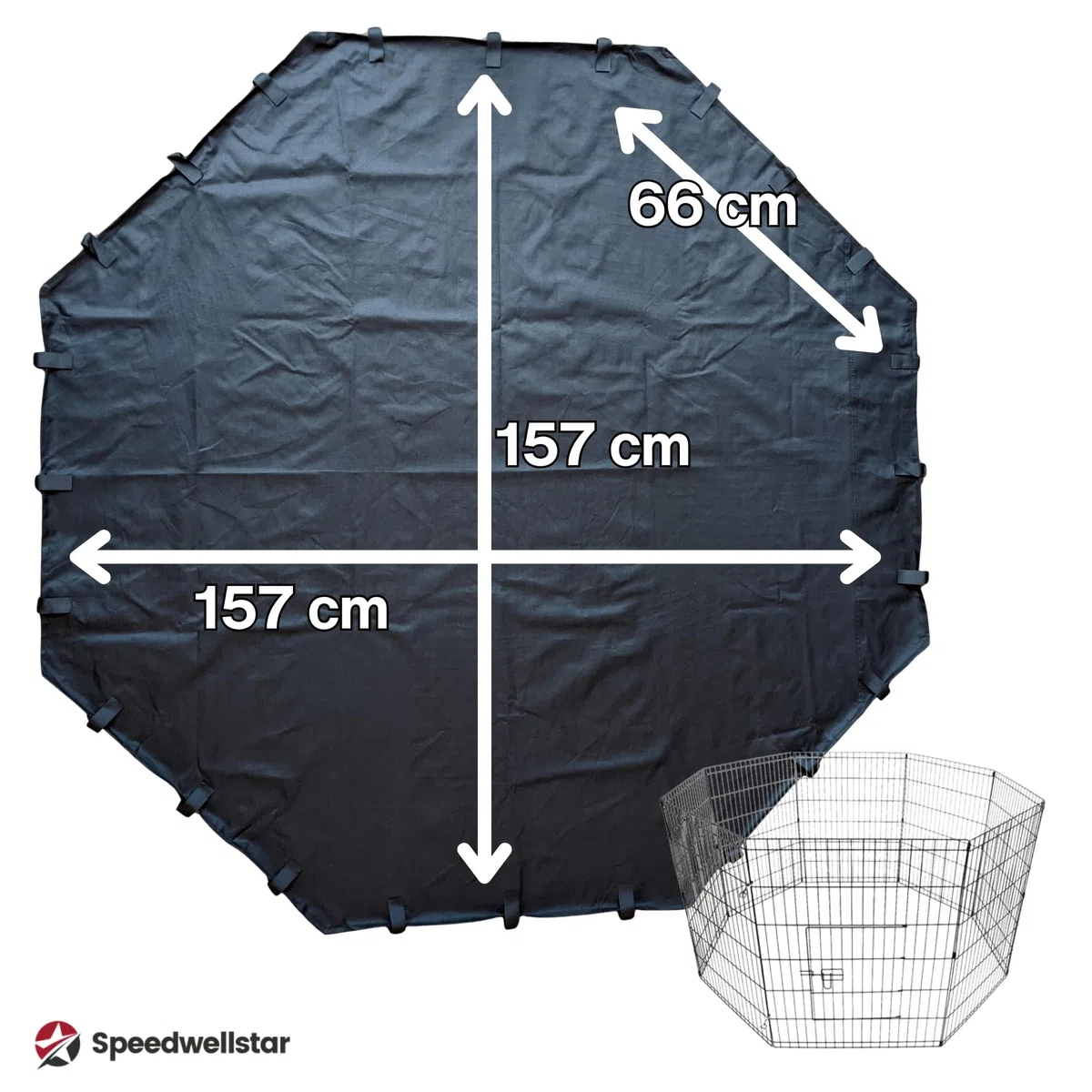 Speedwellstar - Stuoia, Tappeto, Pavimento per 8 lato grande Pet Pen Run base antiscivolo tappetino resistente impermeabile nero universale. Gabbia non inclusa