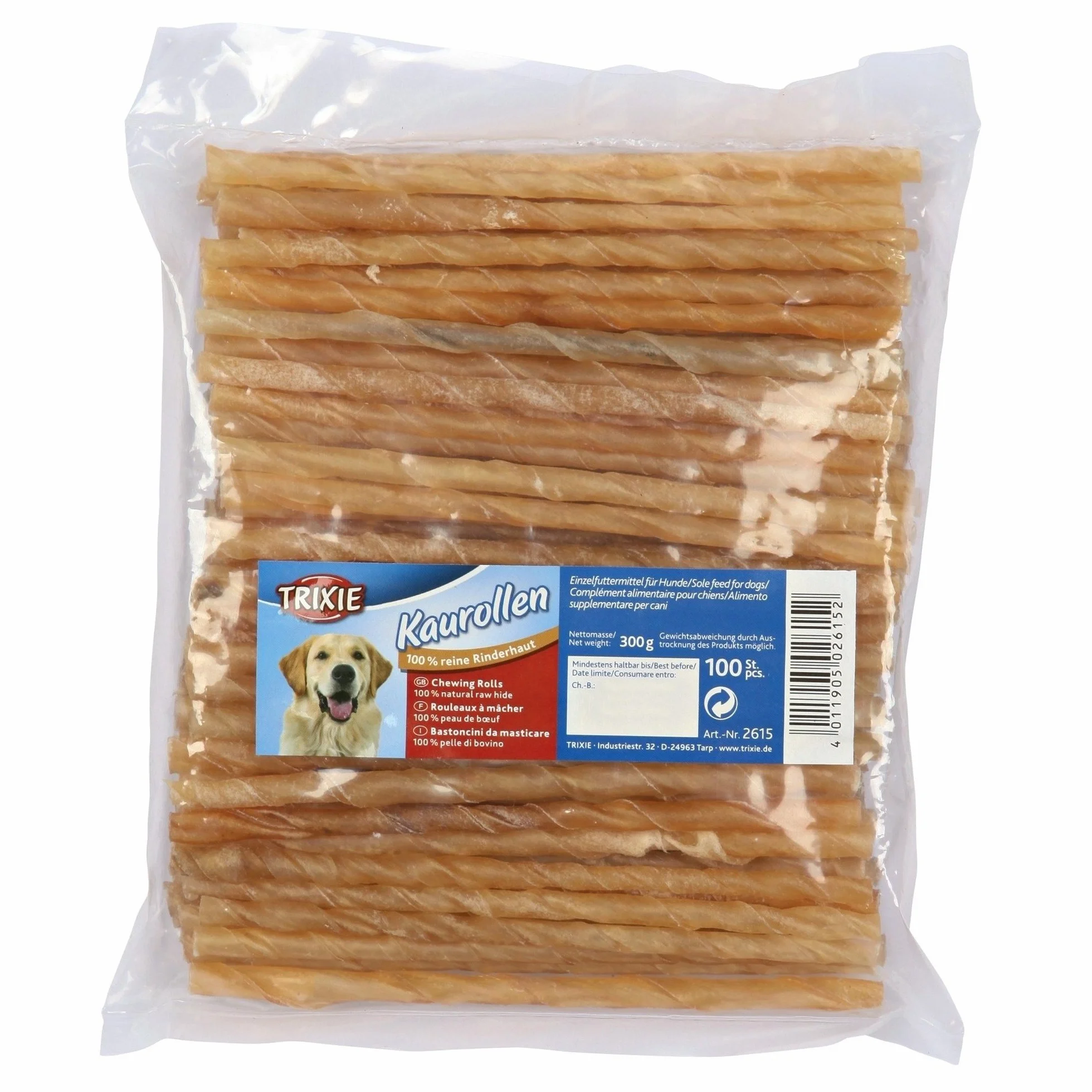 TRIXIE rotolini da masticare manzo per cani – snack dentale attorcigliato senza zuccheri aggiunti né glutine – gustoso, naturale & duraturo – ø 9–10 mm, 12 cm – 100 pezzi