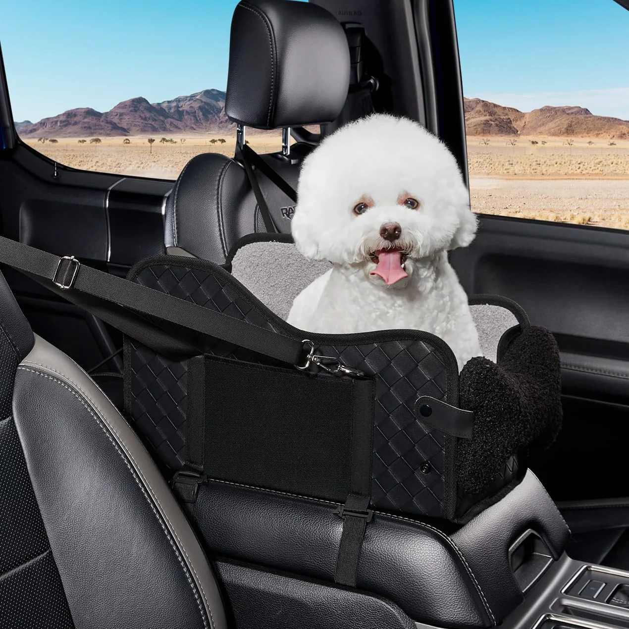 GGW Seggiolino Auto per Bracciolo – Compatibile con il 99% delle Auto, per Cane e Gatto di Piccola Taglia, Impermeabile e Sicuro.