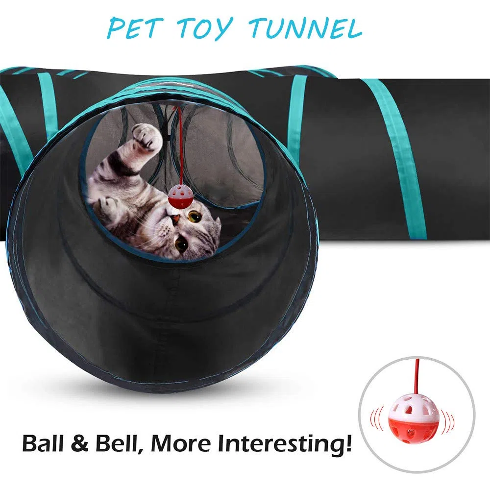 Giocattolo per gatti, tunnel per gatti, giocattolo per cani, tunnel di gioco a 5 vie, per gatti, cuccioli, gattini, conigli