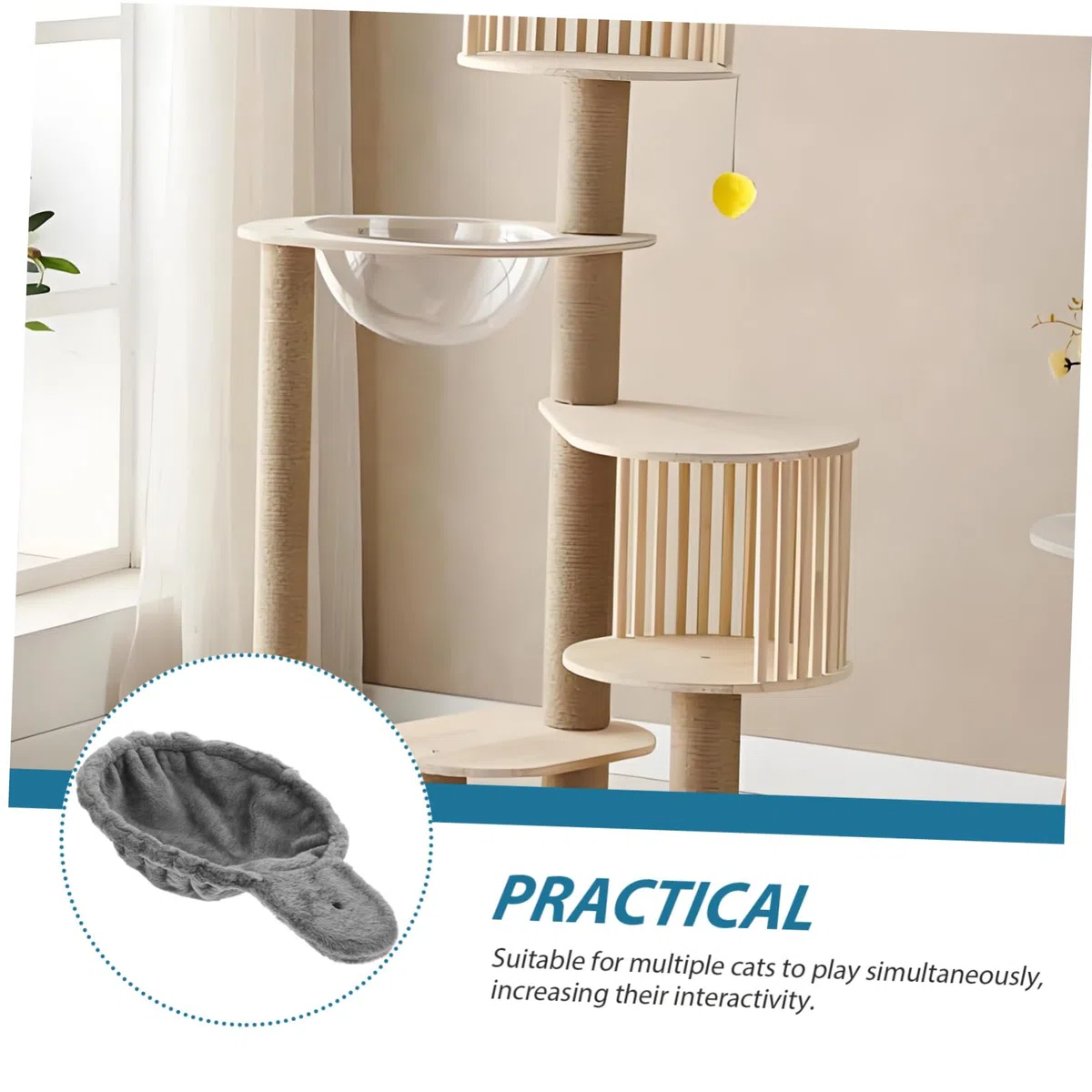 Happyyami Amaca per Gatto Grande per Tiragraffi con Cestino Profondo Tessuto Morbido E Spesso Accessorio per Torre per Gatti Spazioso E Confortevole per Riposo E Gioco