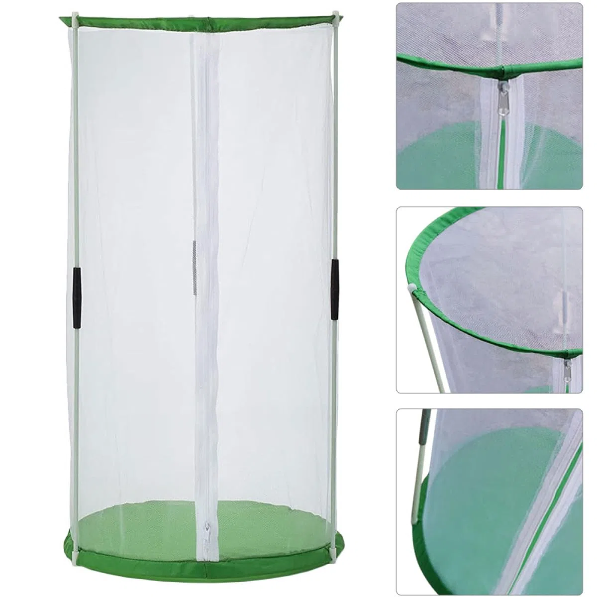 Gabbia di Allevamento per Farfalle Cilindrica Φ30×60 Cm in Rete Trasparente Cerniera Apribile, Habitat Portatile per Osservazione e Incubatrice per Insetti, Adatta per Spazi