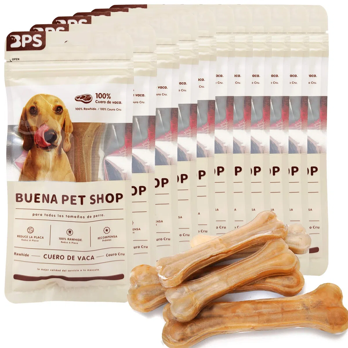 12 Pezzi Osso Pressato per Cani Pelle Bovina Rinforzante per Denti Bastone Dentale snack per Cani 14 cm (12 pezzi) BPS-5000 * 12