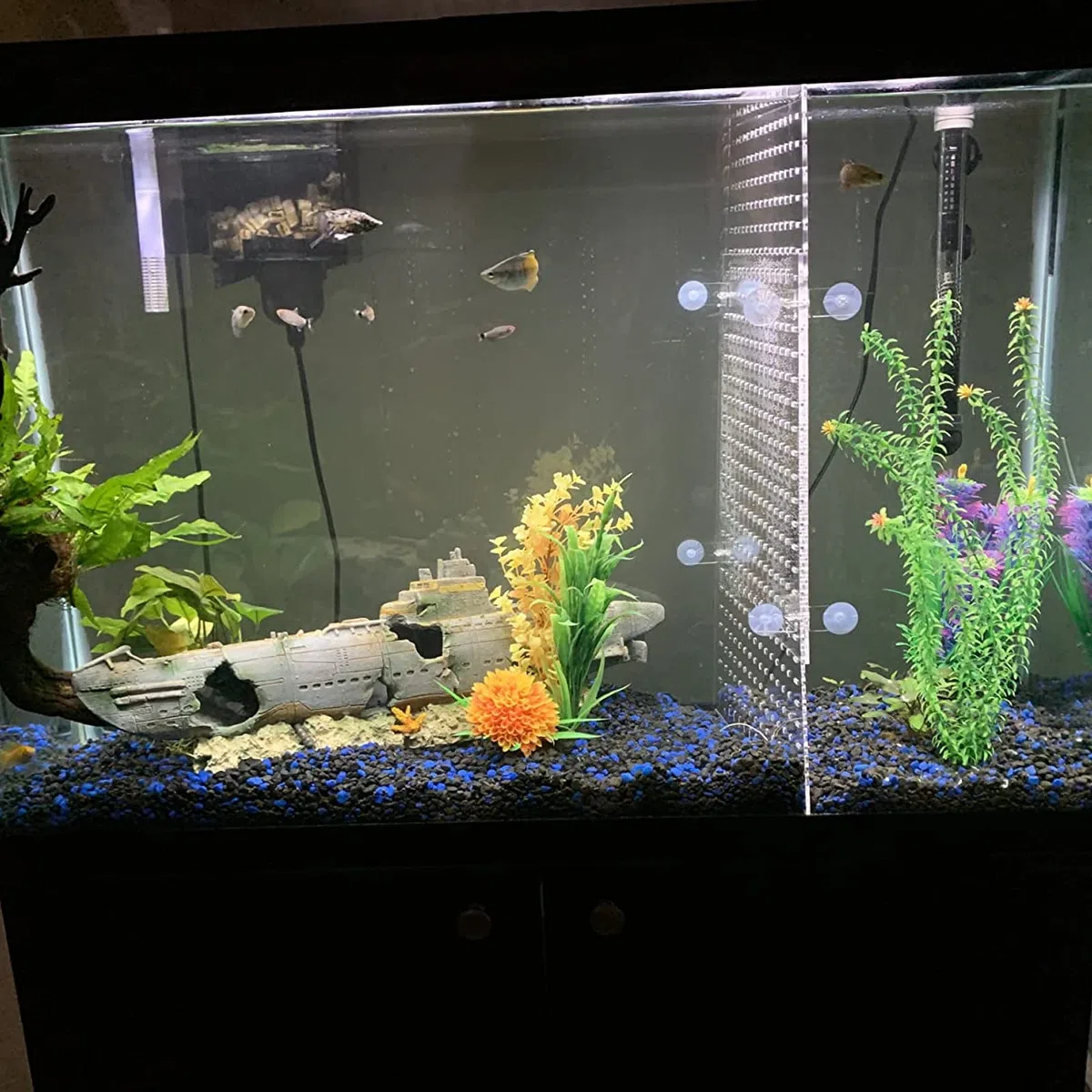 Cuyacili Divisori per Acquario Divisorio per Acquario in Acrilico con 8 Ventose Accessori Separatore di Pesce Piatto Trasparente 30 * 40 cm