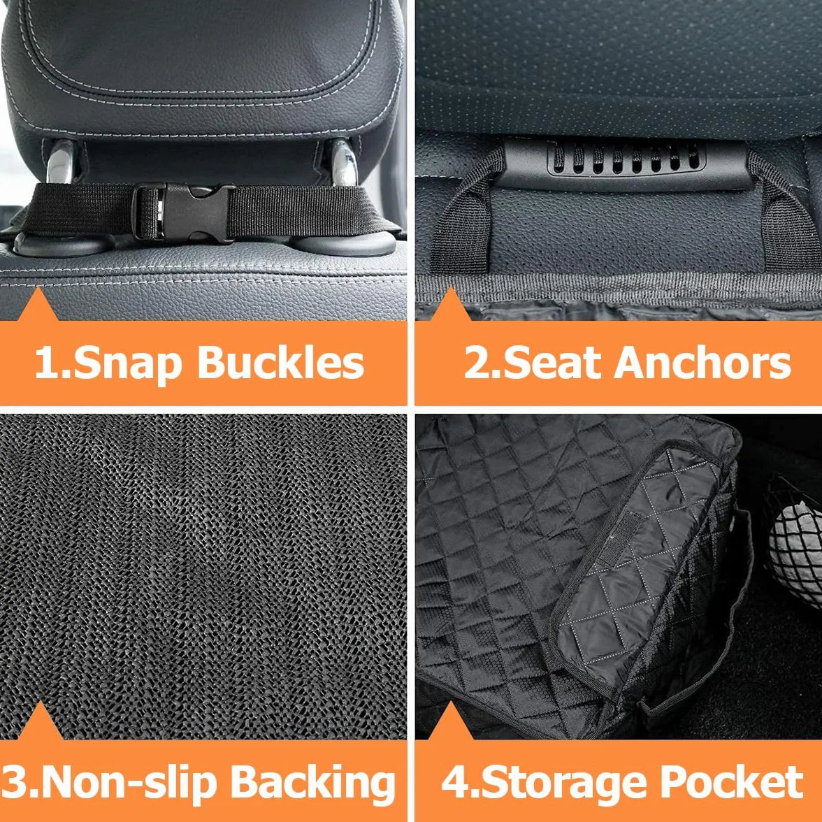 JNNJ Coperta Telo Auto per Animali, Coprisedile Anteriore per Cani, Protezione Impermeabile Coprisedile Auto per Animali, Protezione Integrale Antiscivolo Coprisedili Adatto Tutte Auto(Nero)