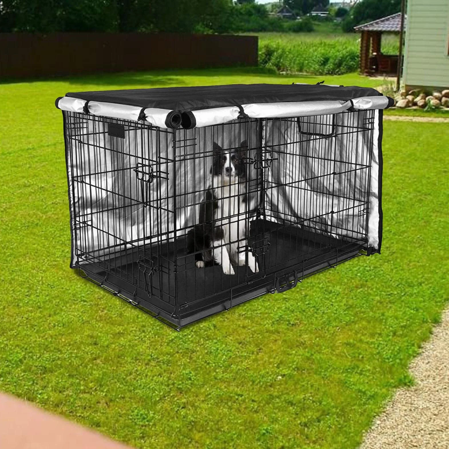 Copertura impermeabile per gabbia per cani | Copertura per gabbia per cani | Copertura per cassa da viaggio per cani in tessuto Oxford | Copertura per cassa per cani piccola, media e grande per canile
