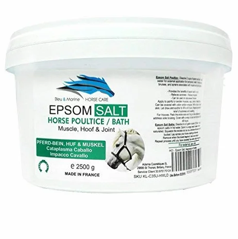 bleu & marine Bretania - Sale di Epsom Impacchi per Cavalli 2.5Kg | Riduzione del Gonfiore Post-Esercizio | Trattamento per Dolori Articolari | Lenitivo per Prurito della Pelle, Ascessi Zoccoli