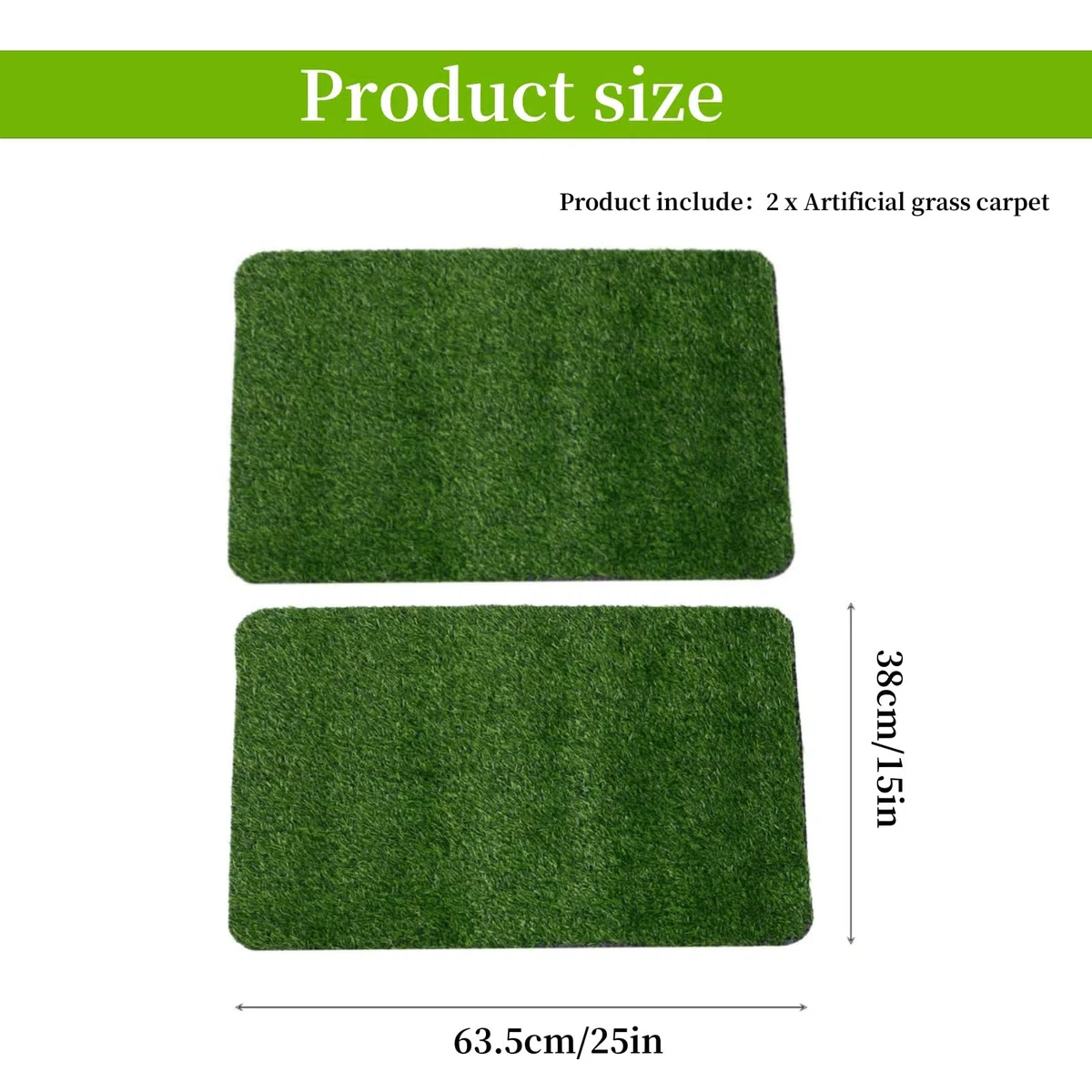 Guangyu Lettiera in Erba Sintetica per Cani, 2 Pack 63.5cm x 38cm Tappeto Erboso Artificiale, Erba Sintetica Assorbente Toilette