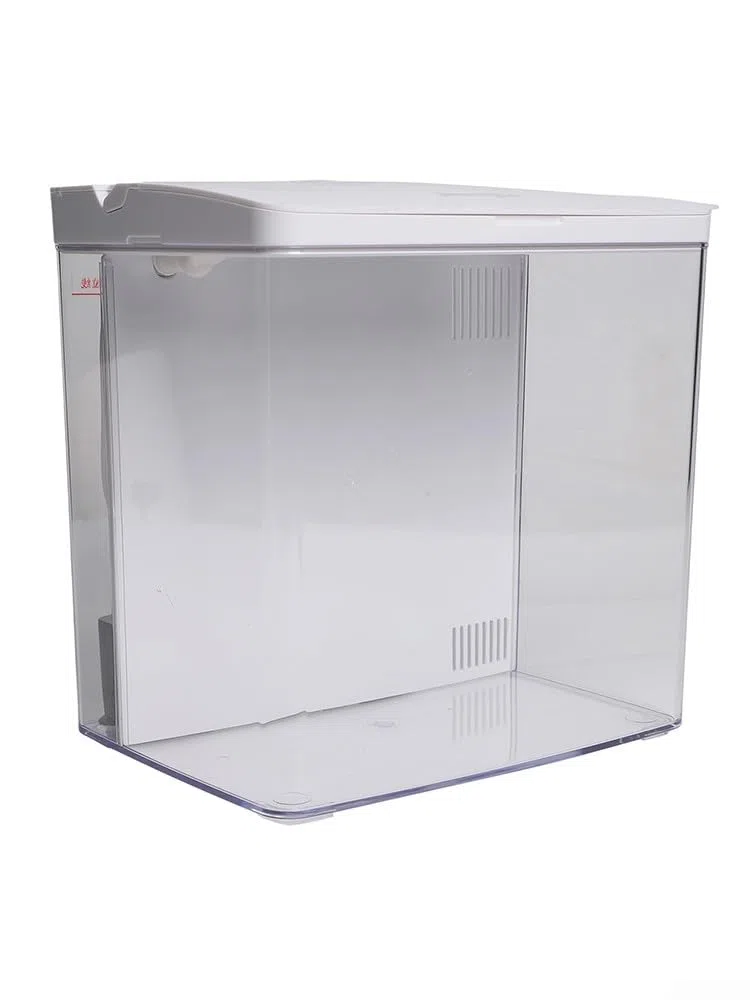 Piccolo acquario in vetro da 8 litri con filtro e luce, kit all-in-one per acquario in vetro, con pompa per pesci rossi, betta, gamberetti, bianco (nero)