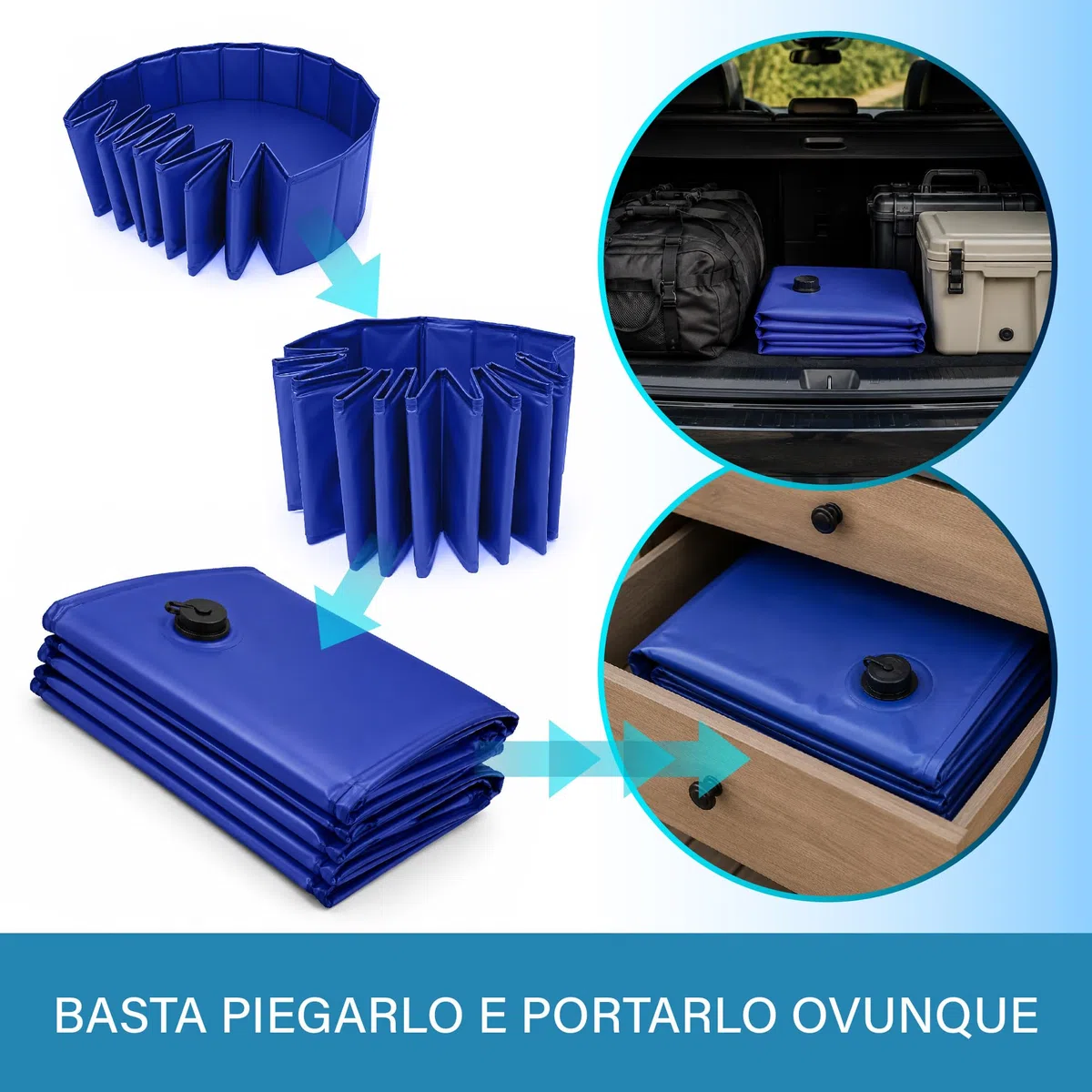 Piscina per cani pieghevole Veddelholzer (M) 80 x 20 cm Antiscivolo – Piscina per cani robusta, salvaspazio e stabile, ideale per giardino e balcone, montaggio rapido senza gonfiaggio, per cani