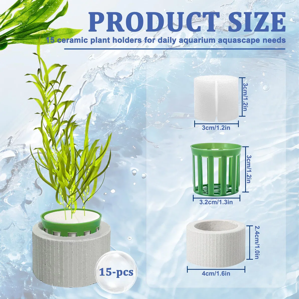 15 Pack Acquario Pianta Pesi, Pianta Pesi per Serbatoio di Pesce, Anti-Floating Acquario Fisso Anello Ancore per Paesaggio Decorazione Accessori