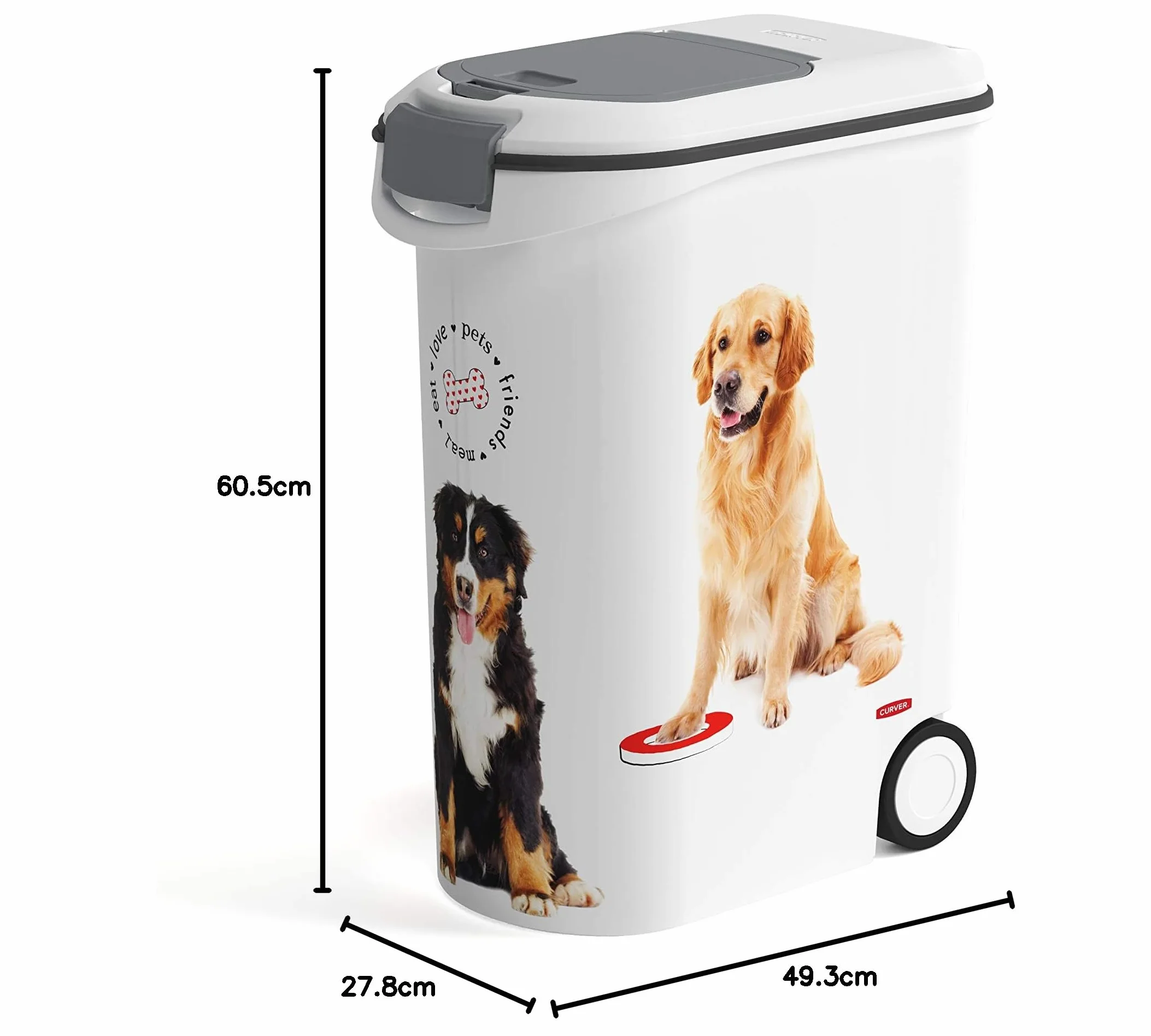 Curver Contenitore per Alimenti da 20Kg Con 2 Ruote, 54 L, Bianco, 28 x 50 x 61 cm