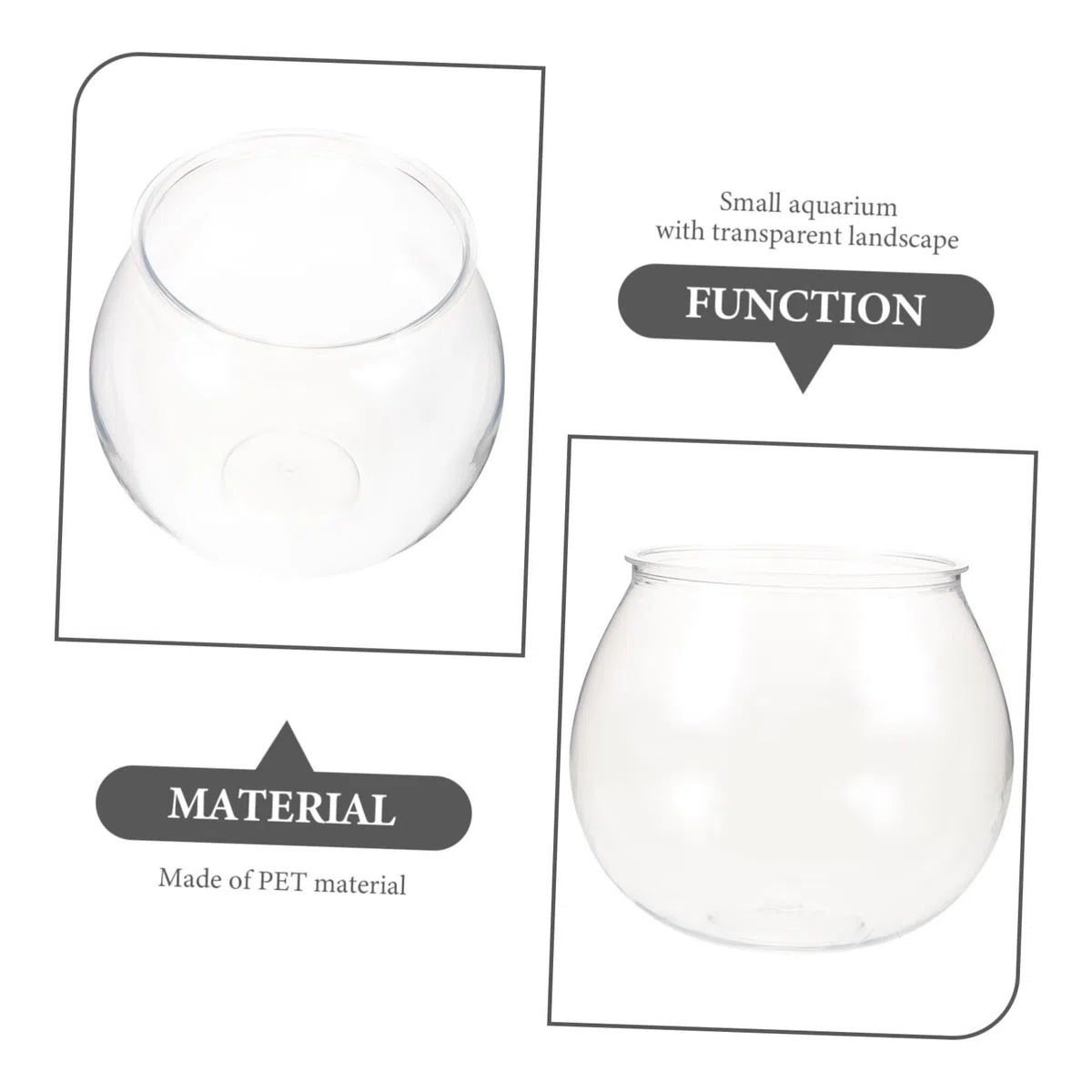 Angoily Acquario da Tavolo Boccia per Pesci in Plastica Trasparente Set 3 Pezzi Decorazione per Design Robusto Adatto per Pesci e Gamberetti