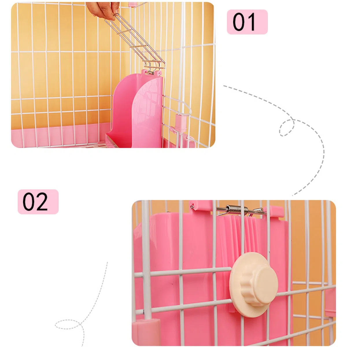 Fieno Alimentatore - Mangiatoia mangime per fieno per piccoli animali, coniglio, porcellino d'india, furetto, Fisso Multiuso,plastica dura e di alta qualità e metallo, atossico (bianco)