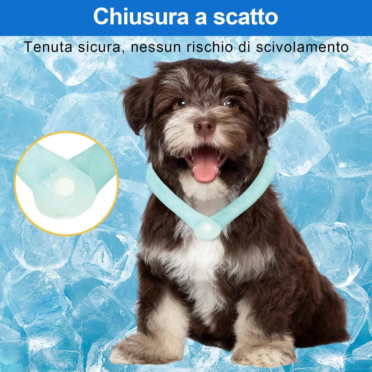 DEWEL Collare di Raffreddamento per Cani,collari per cani di Raffreddamento,Congelamento Rapido a 28 ℃,Sciarpa Pet Cooling Collar per Piccola e Media 47 cm (verde)
