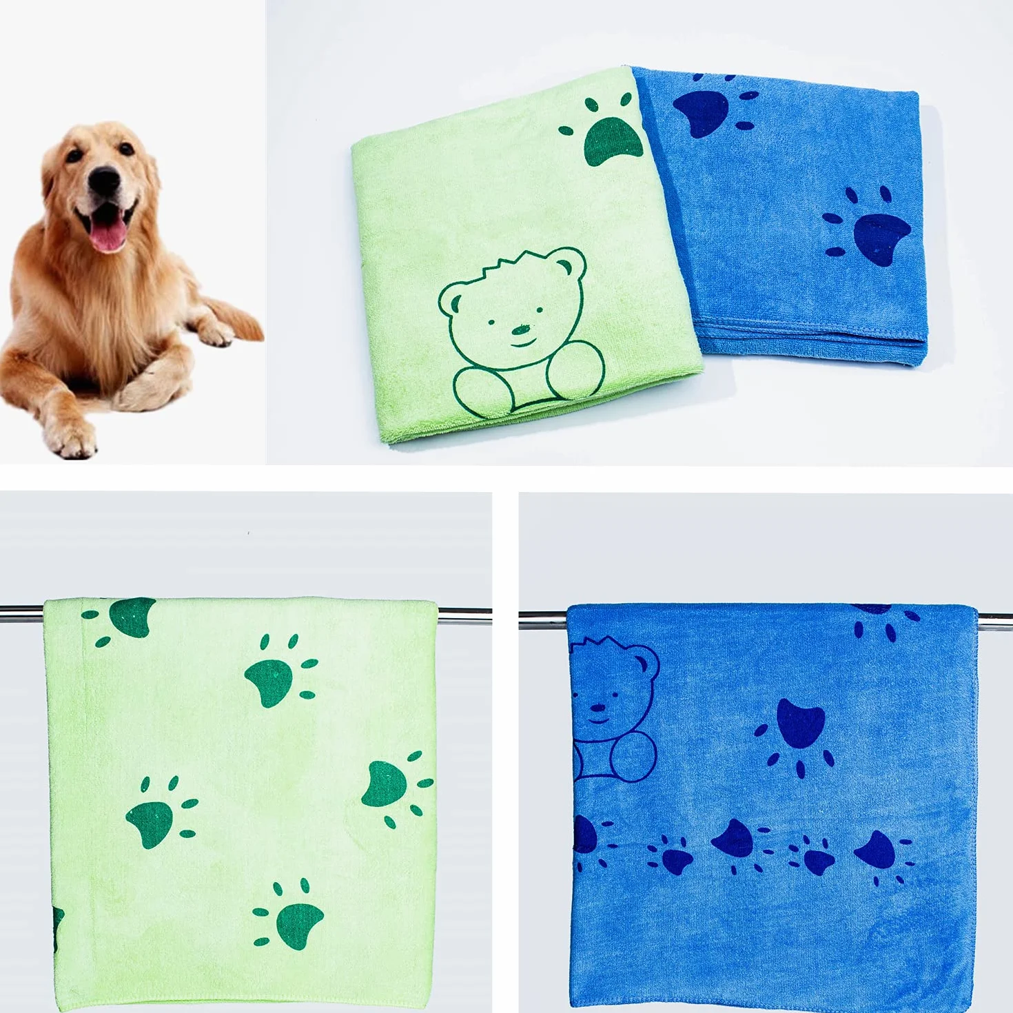 2 Pezzi Asciugamano per Cani in Microfibra Super Assorbent Coperta per Cani Lavabili 140cm x 70cm Asciugamani da Cane Accappatoio Rapido Veloce per Animale Domestici Cani Gatti