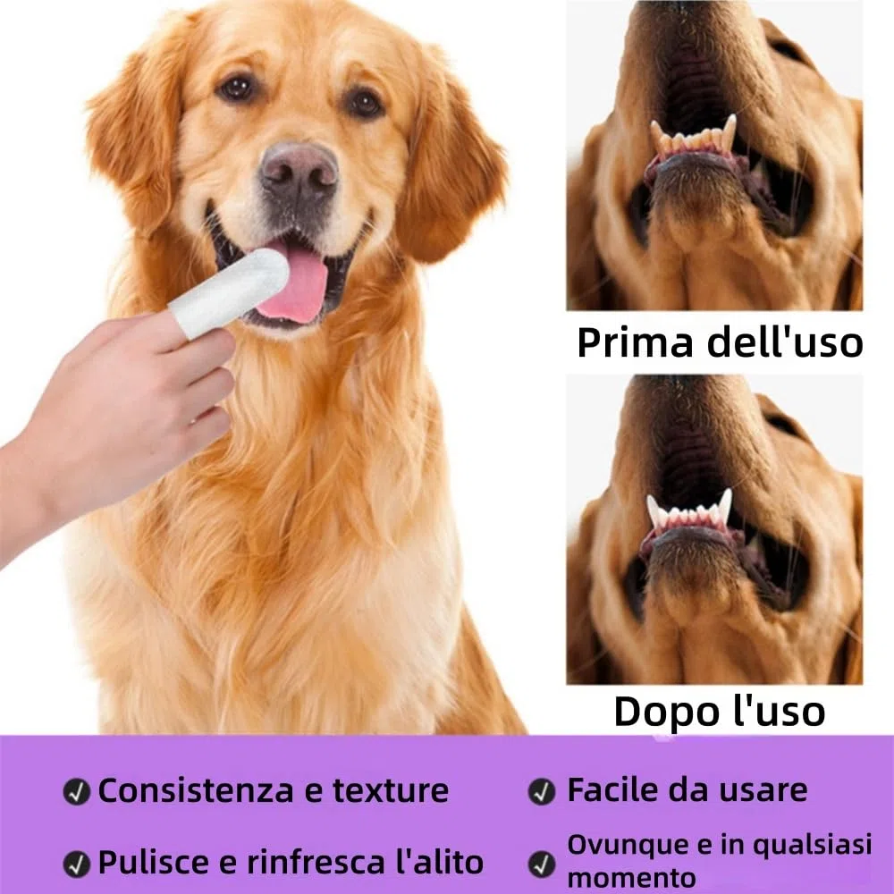 zampalife salviette dentali Adatto a cani e gatti,Confezione da 50 pezzi,Facile da usare, Riduzione Placca, Rinfresco Alito