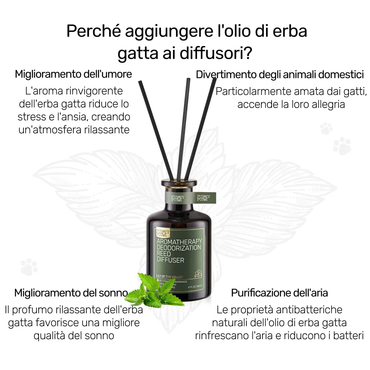 Diffusore a Canna per Eliminazione Degli Odori Degli Animali Domestici, Lavanda Cedro, 180ml, Non Tossico e Animali Domestici Deodorante d'aria